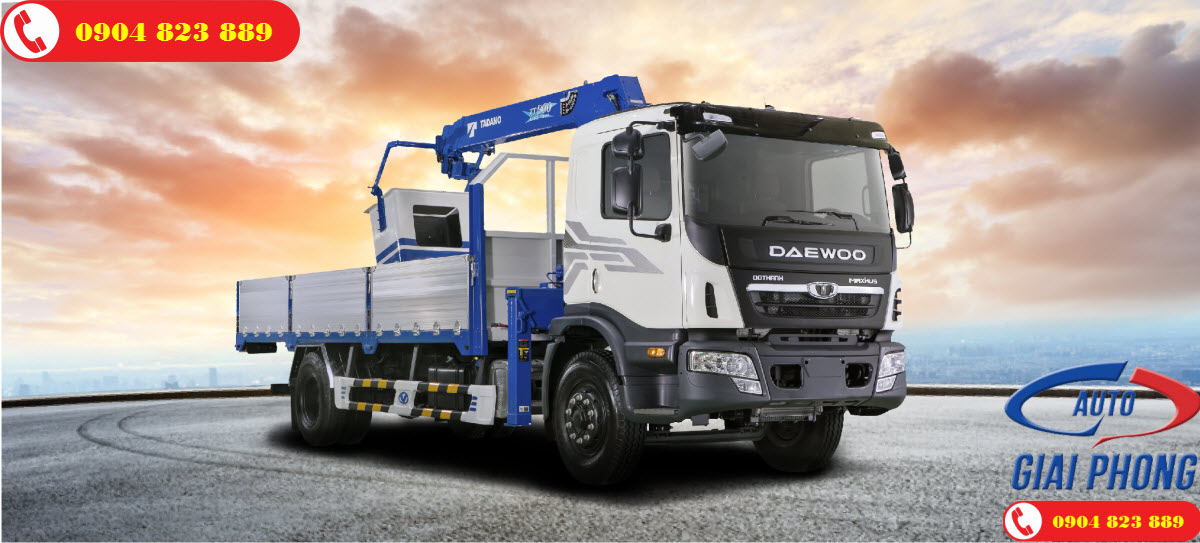 Xe tải Daewoo gắn cẩu tự hành