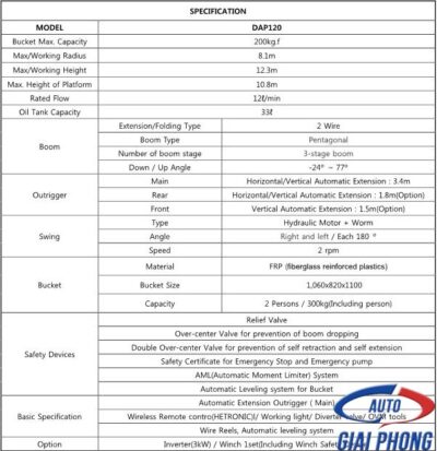 Thang Nâng Người Làm Việc Trên Cao Dasan DAP 120 12.3m