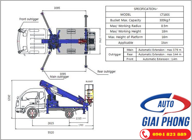Xe Thang Nâng Người Làm Việc Trên Cao Dasan CT180 18m