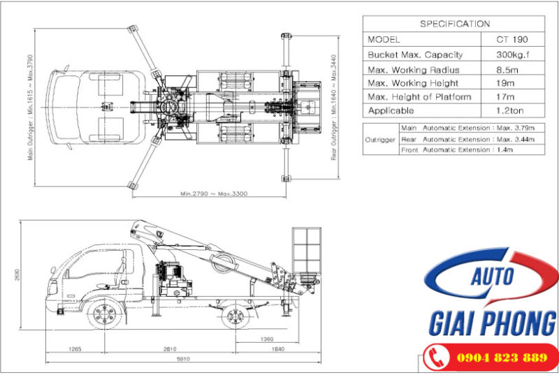Xe Thang Nâng Người Làm Việc Trên Cao Dasan CT190 19m