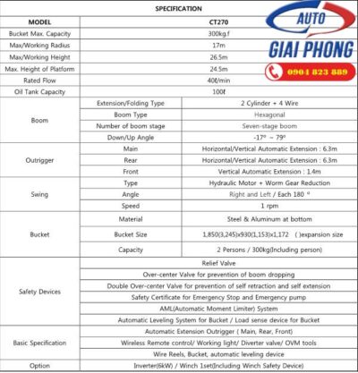 Xe Thang Nâng Người Làm Việc Trên Cao Dasan CT270 26.5m
