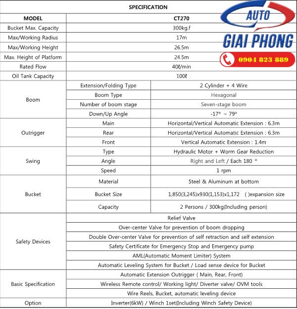 Xe Thang Nâng Người Làm Việc Trên Cao Dasan CT270 26.5m