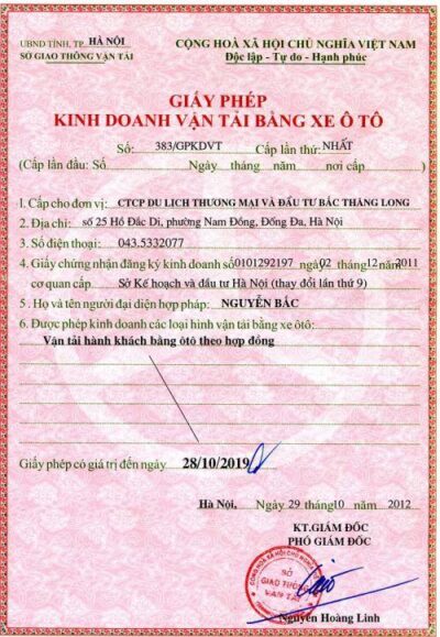 Thủ tục cấp giấy phép kinh doanh vận tải bằng xe ô tô