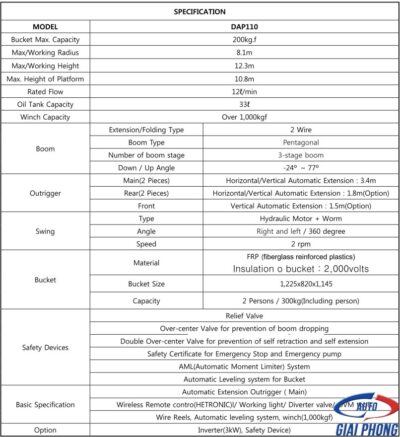 Thang Nâng Người Làm Việc Trên Cao Dasan DAP 110 12.3m