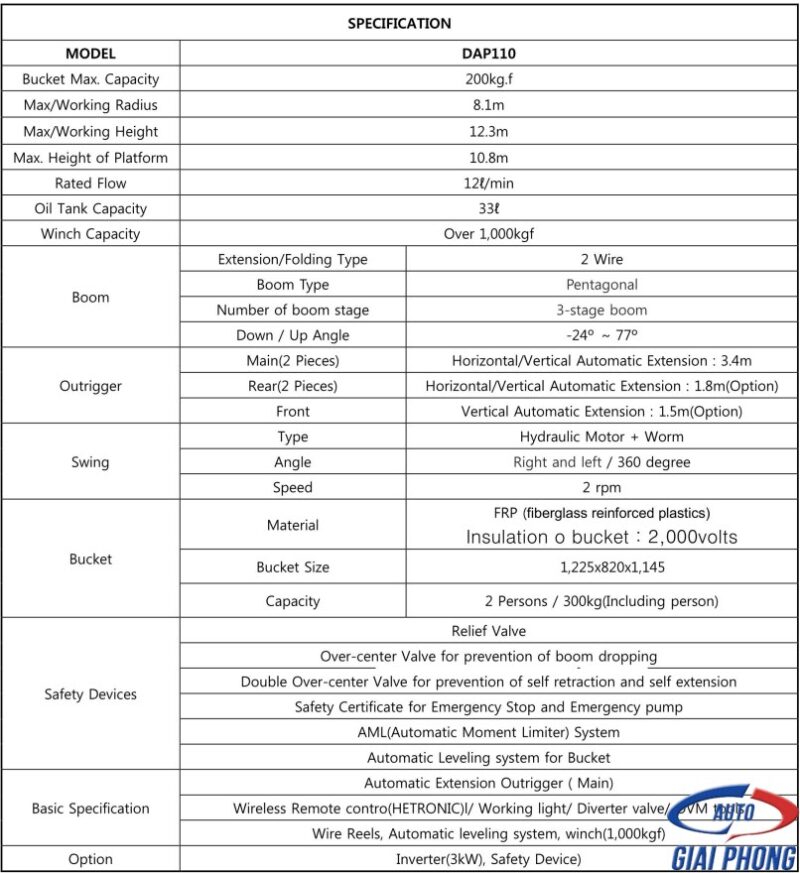 Thang Nâng Người Làm Việc Trên Cao Dasan DAP 110 12.3m