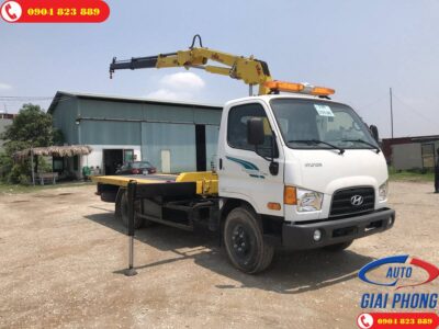 Xe tải cứu hộ gắn cẩu sàn trượt càng kéo Hyundai 110SP