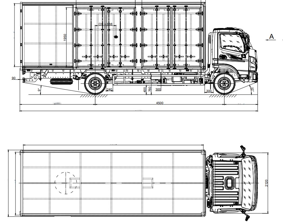 Thiết kế thùng kín chở pallet xe Jac N350SL tại Ô Tô Giải Phóng